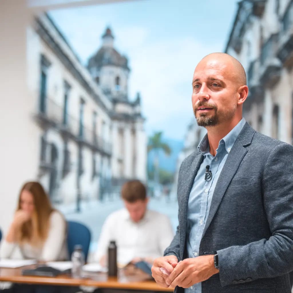 Mgr. Jan Hrubý při přednášce o investicích v Dominikánské republice
